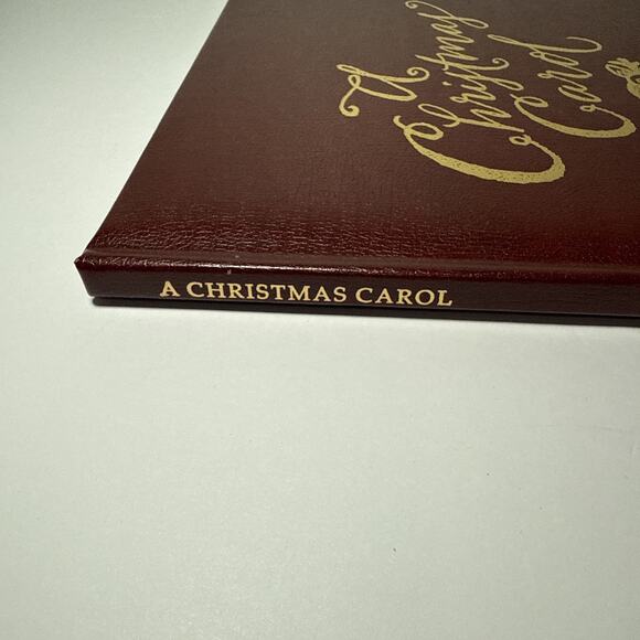 1995 A CHRISTMAS CAROL Hallmark Charles Dickens Leather Bound Book VTG Scrooge - Picture 2 of 5